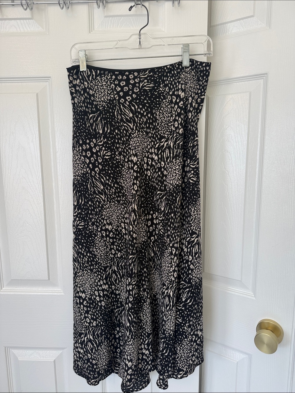 Joie Black and Cream Animal-Print Maxi Skirt